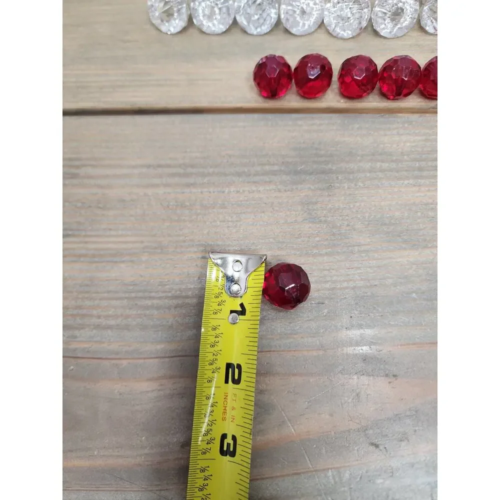 Red & Clear Acrylic Spheres Plastic Balls 44 Pieces Ornaments